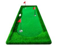 XLIHAWY Golf Hitting Putting Green, Training Mat With Holes And Flags, Professional Golf Training Aid For Home Backyard Garage(Green-2cm,1.2x3m)