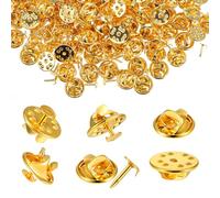XLIUAX 150 Pairs Pin Backs, Butterfly Clutch Pin Badge Locking Pins Backs Metal Badges Pins Replacement with 8mm Horse Thorn Needle Metal Clasp Replacement Tie Back Clips Craft Making(Gold)