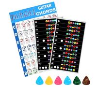 XLIUAX 2 Pcs Guitar Fretboard Stickers, 1 Pc Chord Chart 6 Picks Color Coded Note Decals Guitar Tools Fingerboard Frets Map Note Stickers Learn Tabs for Beginner Learner Practice Fit 6 Strings Guitars