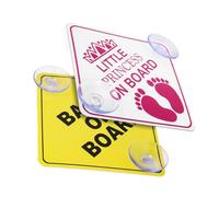 XLIUAX 2 Pcs Safety Car Warning Signs, Baby on Board Little Princess on Board Car Sticker Decal with Double Suction Cups for Window Cling, 5" x 5"(Yellow, Pink)