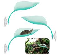 XLIUAX 3 Pcs Leaf Shape Basking Platform with Suction Cups, Leopard Gecko Tank Leaf Decorations Bearded Dragon Habitat Platform Turtle African Dwarf Frog Tree Frog Tank Accessories(Blue)