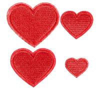 XLIUAX 40 Pcs Heart Iron On Patches, Iron On Heart Patches Hearts Patch Mini Sew-on Embroidered Patch for Clothing Jackets Backpacks Jeans Hats Applique Four Sizes(Red)