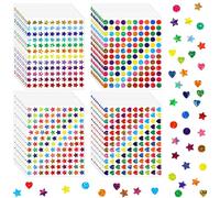 XLIUAX 40 Sheet Glitter Small Stickers, 4800 Pcs Holographic Rainbow Stickers with Heart Star and Round Shapes Colorful Reward Sticker for Student Teacher Supplies DIY Chart Calendar