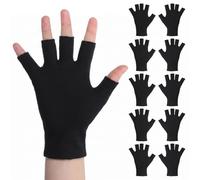 XLIUAX 5 Pairs Cotton Gloves for Women, Fingerless Cotton Gloves Thin Open Fingertips Overnight Hydration Fits Most Dry Hands Moisturizing Fingerless Glove Sleeping Protection(Black)