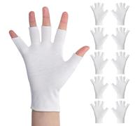XLIUAX 5 Pairs White Cotton Gloves, Fingerless Cotton Gloves Thin Open Fingertips for Women Overnight Hydration Fits Most Dry Hands Moisturizing Fingerless Glove Sleeping Protection
