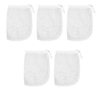 XLIUAX 5 Pcs Fine Media Filter Bag, 180 μm 7.5 x 3.6in Aquarium Filter Bags Reusable Drawstring Mesh Media Bags for Very Fine Resins Filters Fish Tank