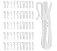 XLIUAX 50 Pcs Plastic Curtain Hooks, Pinch Pleat Curtain Hooks Curtains Hook for Drapes Drapery Hook Adjustable Shower Curtains With Ratchet for Window Door 70MM Length for Repair Replacement Fixing