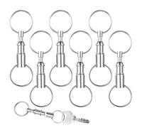 XLIUAX 6 Pcs Quick Release Detachable Keychain, Dual Pull Apart Keychain Spring Split Snap Separate Lock Holder Silver Double Key Rings