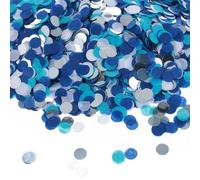 XLIUAX 6000 Pcs 50g Tissue Paper Confetti Circles, 0.39in/1cm Round Blue Silver Table Confetti Dots for Birthday Wedding Party Decoration