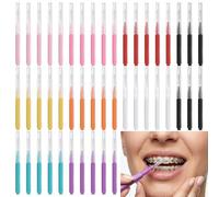 XLIUAX 70 Pack Interdental Brush, Soft Dental Brushes Mini Toothpicks Tooth Flossing Head Multicolor Dental Floss Brush Portable Floss Sticks for Cleaning Gaps Between Teeth
