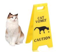 XLIUAX Funny Cat Vomit Caution Sign, Cat Vomit Warning Sign Humorous Desk Decorations for Cats Lovers Pet Enthusiasts(1)