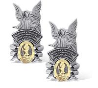 XLIUAX Guardian Angel Car Visor Clip, St Christopher Medal for Car Religious Sun Bless Driving Safety New Gift for Travel Protection Family, Friends, Colleague(2pcs, Silver)