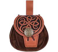 XLIUAX Medieval Belt Bag Made of Embossed Faux Leather, Retro Renaissance Hip Bag, Portable Drawstring Cube Bag for Ren Faire NCarnival Archery Cosplay, brown, Style A