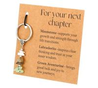 XLIUAX Natural Crystal Keychain Gift, Leaving Gifts for Colleagues, Retirement Crystal Keyring, Good Luck Moonstone with Card, New Job Gifts for Women & Men Inspirational Family Friends Teacher