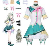 XLJLKJDS Nene Kusanagi Project Sekai Colourful Stage Cosplay Wig Costume Outfits for Women Game Character Mizuki Akiyama Blue Jacket Uniform Adult Full Set Halloween Carnival Fancy Dress Up Suit