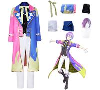 XLJLKJDS Rui Kamishiro Project Sekai Colourful Stage Cosplay Wig Costume Outfits for Men Anime Character Pink Jacket Uniform Adult Vest Coat Pants Full Set Halloween Carnival Fancy Dress Up Suit