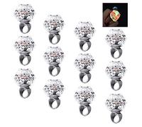 XLKJ 12 Pcs Light Up Rings Diamond Flashing LED Glow Rings for Wedding Birthday Party