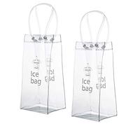 XLKJ 2 Pcs Clear Ice Wine Bag Pouch Wine Cooler Bag PVC Wine Pouch Bags with Handle for Champagne Cold Beer White Wine Chilled Beverages