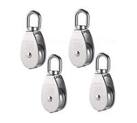 XLKJ 4 Pcs M25 Single Pulley Block,304 Stainless Steel Pulley Roller 360°Swivel Pulley 150 kg Load for Crane Swivel Hook Smooth Wire Rope Cable