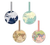 XLKJ 4 Pcs World Map Luggage Tags Suitcase Bag Name Address Labels Travel Baggage Boarding Tag