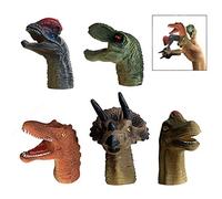 XLKJ 5 Pcs Dinosaur Hand Puppets,Realistic Dinosaur Finger Puppets Mini Role Playing Toys for Kids and Adults Great Party Favors