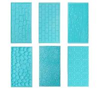 XLKJ 6 Pcs Embossed Icing Moulds,Brick Wall Pebble Stone Wood Grain Sun Flower Shaped Plastic Embossing Mould for Fondant Cake Edging Decoration