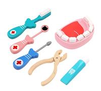 XLKJ Kids Role Play Dentist Toys,Wooden Dentist Playset Role Play Kit Toy for Kids
