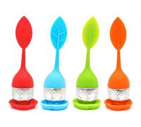 XLKJ Loose Leaf Tea, 4 Pcs Tea Leaf Infuser with Drip, Tea Strainer for Green Tea, Loose Tea, Long Leaf Shape Handle