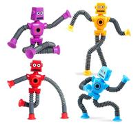 XLKJ Robot Tubes Toy, 4 Pack Stretchy Robot, Stress Relief Toys for Kids Telescopic Robot Fidget Toys