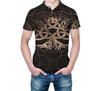 XLLYBZ Vikings Men'S The Tree of Life POLO T Shirt Tops, Norse 3D Print Mythology Pullover Tee, Summer Breathable Quick Dry Short Sleeve Sports Set (Color : B, Size : XXXXX-Large)