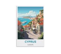 XLLYXYGJQ Cyprus Europe Vintage Travel Poster 20x30inch(50x75cm) Canvas Wall Art Poster Print Artwork Painting Picture for Home Decoration Living Room Office Bedroom