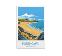 XLLYXYGJQ Porthcawl South Wales Vintage Travel Poster 08x12inch(20x30cm) Canvas Wall Art Poster Print Artwork Painting Picture for Home Decoration Living Room Office Bedroom
