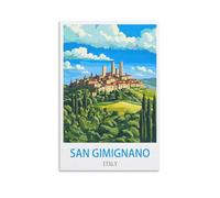 XLLYXYGJQ San Gimignano Italy Vintage Travel Posters 12x18inch(30x45cm) Canvas Wall Art Poster Print Artwork Painting Picture for Home Decoration Living Room Office Bedroom
