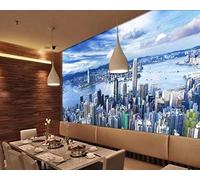XLMING 3D Mural Wallpaper Beautiful Hong Kong Victoria Modern Architecture Decorative Wallpaper 3D Painting Wallpaper 3D Wallpaper Home Decor Paste Living Room The Wall for Bedroom Mura-200cm×140cm