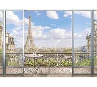 XLMING 3D PVC Self Adhesive Wallpaper Balcony Paris Theme City France Tour Eiffel Sticker Waterproof Home Paper Custom 3D Wallpaper Paste Living Room The Wall for Bedroom Mural-200cm×140cm