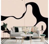 XLMING 3D Wallpaper Abstract Black Beige Liquid Shapes Minimalist Art | Premium Textured Silk Suitable for Study Dining Living Room Bedroom Sofa TV Wall Decoration Easy Install-400cm×280cm