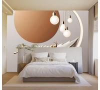 XLMING 3D Wallpaper Golden Deer Feathers Abstract Circles Art | Silk Texture Suitable for the Home Study Office Schemes Dining Rooms Sofas Bedrooms Living Rooms TV Feature Walls-150cm×105cm