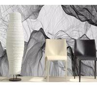 XLMING Abstract Art Ink Black and White Smoke Line 3D Wallpaper Luxury Home Dining Decor Paste Sofa Living Room The Wall for Bedroom Mural-400cm×280cm