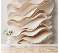 XLMING Abstract Beige Wavy Texture Minimalist Layered 3D Wallpaper Silky Texture Home Study Office Grey Dining Room Sofa Bedroom Living Room TV Backdrop-200cm×140cm