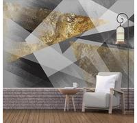 XLMING Abstract Black and White Gold Geometric Square 3D Wallpaper Silky Texture Home Study Office Grey Dining Room Sofa Bedroom Living Room TV Backdrop-350cm×256cm