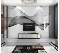 XLMING Abstract Black and White Ink Wash Patterns Faux Marble 3D Wallpaper Silky Texture Home Study Office Grey Dining Room Sofa Bedroom Living Room TV Backdrop-200cm×140cm