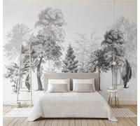 XLMING Abstract Black and White Sketch Forest Art 3D Wallpaper Premium Textured Silk Study Dining Living Room Bedroom Sofa TV Wall Easy Install-150cm×105cm