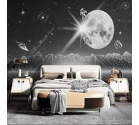 XLMING Abstract Black and White Starry Sky Moon Astronaut 3D Wallpaper Luxury Home Dining Decor Paste Sofa Living Room The Wall for Bedroom Mural-400cm×280cm