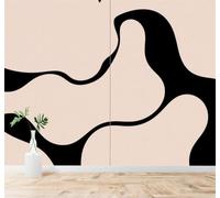 XLMING Abstract Black Beige Liquid Shapes Minimalist Art 3D Wallpaper Silky Texture Home Study Office Grey Dining Room Sofa Bedroom Living Room TV Backdrop-200cm×140cm