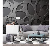 XLMING Abstract Black Geometric Circular Industrial 3D Wallpaper Luxury Home Dining Decor Paste Sofa Living Room The Wall for Bedroom Mural-250cm×170cm