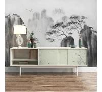 XLMING Abstract Black Ink Wash Mountain Peaks Trees 3D Wallpaper Luxury Home Dining Decor Paste Sofa Living Room The Wall for Bedroom Mural-250cm×170cm