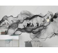 XLMING Abstract Black Smoke Animals Horse 3D Wallpaper Luxury Silk Study Dining Feature Sofa Grey Bedroom Living Room Tv Decorative Wall-400cm×280cm