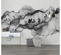 XLMING Abstract Black Smoke Animals Horses 3D Wallpaper Silky Texture Home Study Office Grey Dining Room Sofa Bedroom Living Room TV Backdrop-200cm×140cm