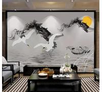 XLMING Abstract Black Smoke Birds Sunrise 3D Wallpaper Premium Textured Silk Study Dining Living Room Bedroom Sofa TV Wall Easy Install-250cm×170cm