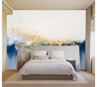 XLMING Abstract Blue and Gold Paint Splatters Gradient Texture Art 3D Wallpaper Premium Textured Silk Study Dining Living Room Bedroom Sofa TV Wall Easy Install-200cm×140cm